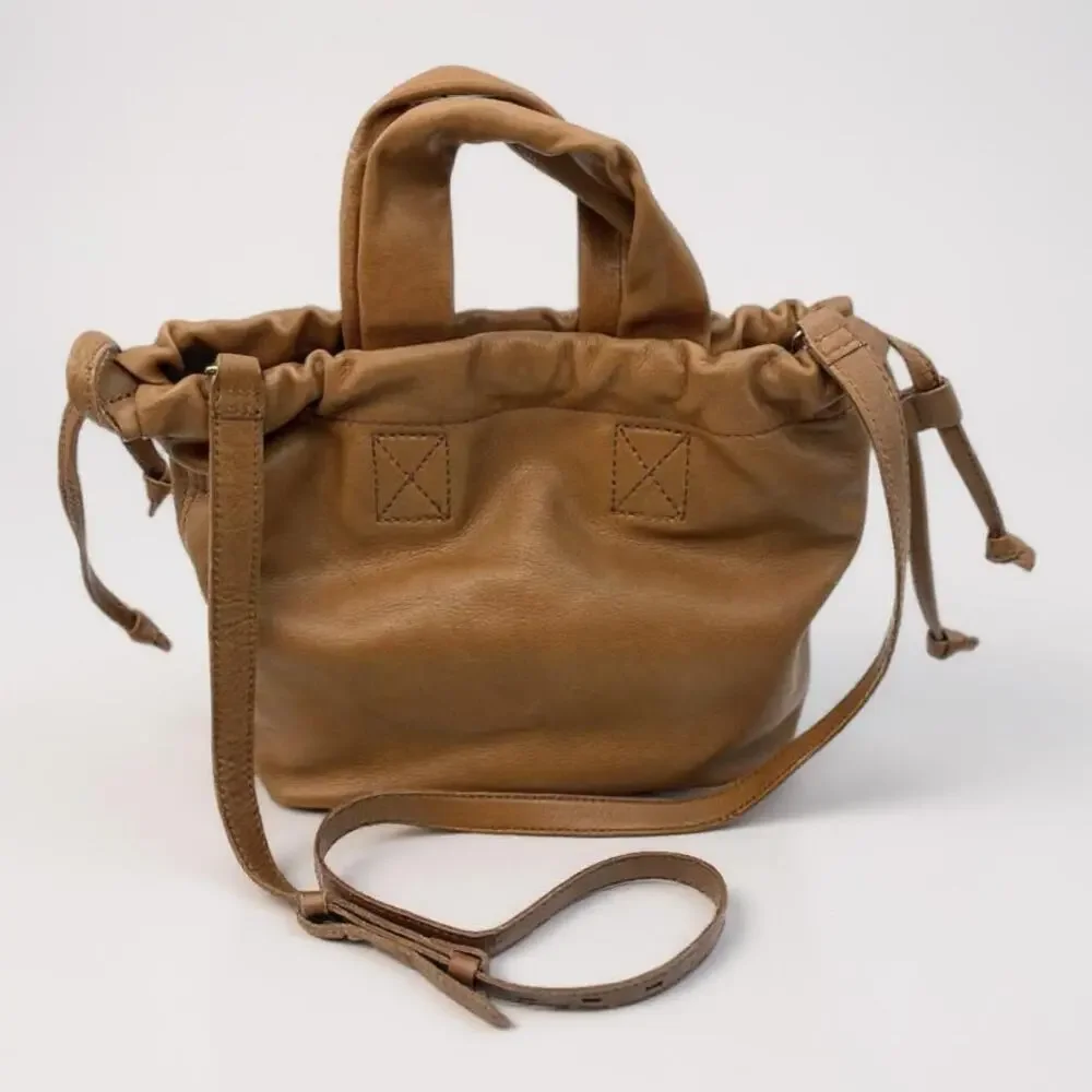 Madewell Piazza Crossbody Purse Brown Leather Timber Beam Bucket Bag NH025